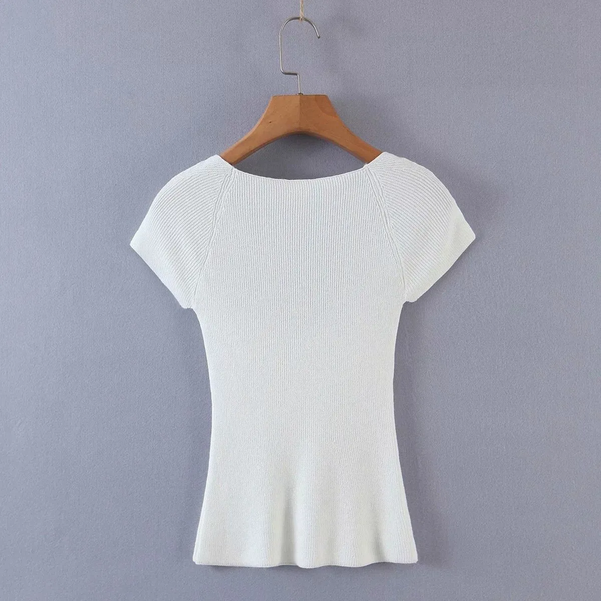 Square Neck Women Short Sleeve Tops Blouse