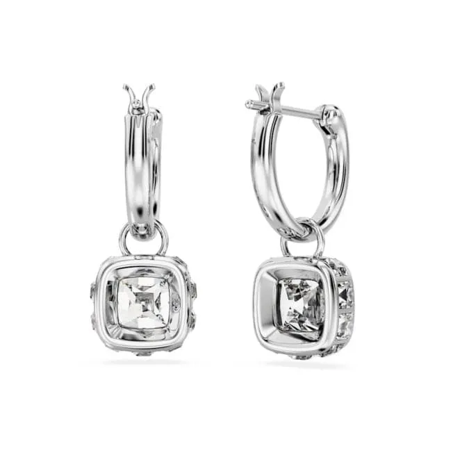 Stilla Rhodium Plated Square Cut White Drop Earrings 5662919