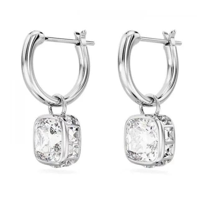 Stilla Rhodium Plated Square Cut White Drop Earrings 5662919