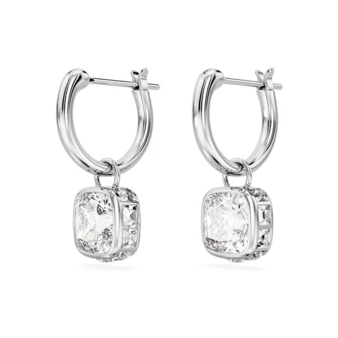 Stilla Rhodium Plated Square Cut White Drop Earrings 5662919