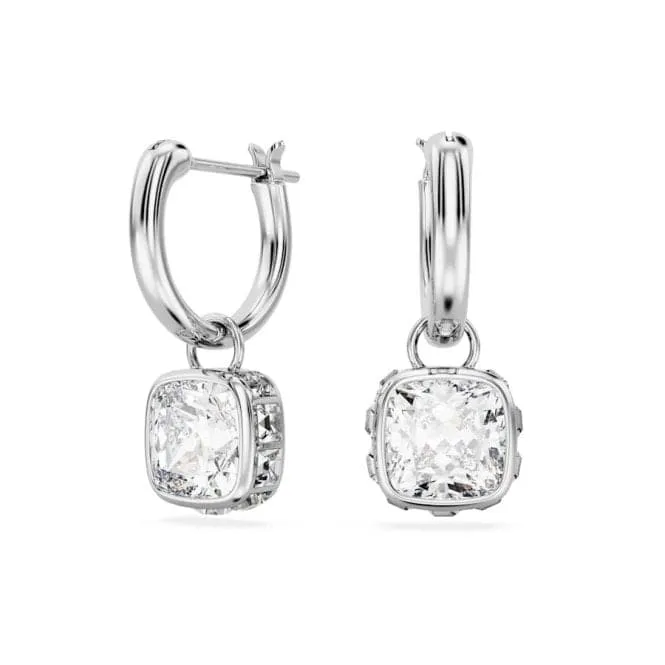 Stilla Rhodium Plated Square Cut White Drop Earrings 5662919