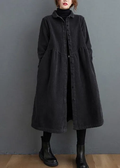 Style thick Cinched Fine trench coat black oversized coats