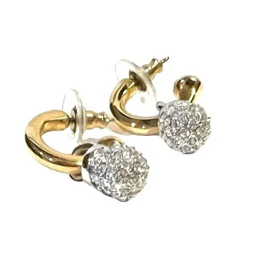 Swarovski Crystal Ball Hoop Earrings - Elegant Gold-Plated Jewelry