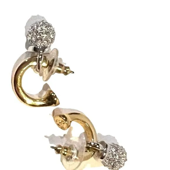 Swarovski Crystal Ball Hoop Earrings - Elegant Gold-Plated Jewelry