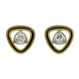 Swarovski crystal Gold tone enamel Earrings