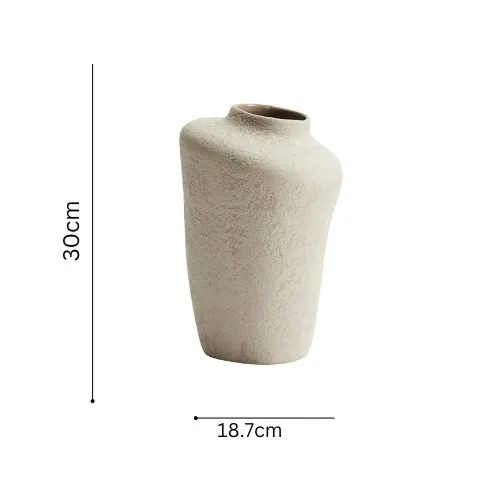 Tall Terracotta Vase, Light Beige.