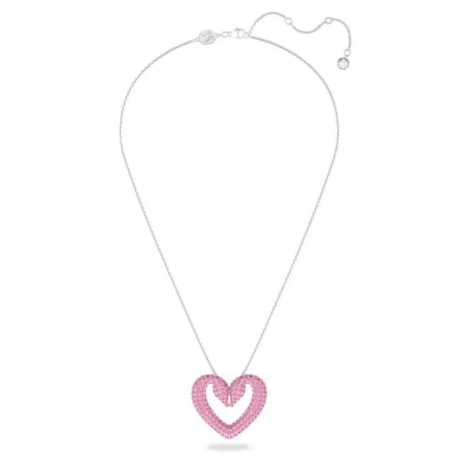 Una Pendant Heart Medium Pink Rhodium Plated Necklace 5631931