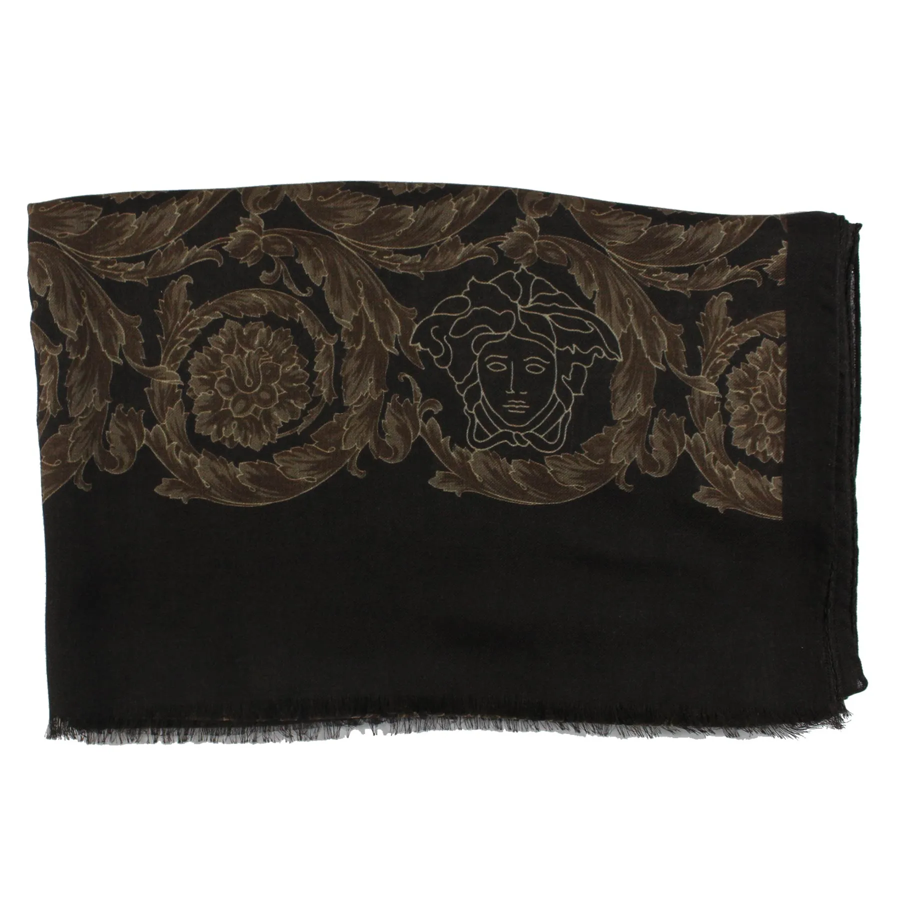 Versace Scarf Brown Baroque & Medusa  - Modal Cashmere Shawl SALE