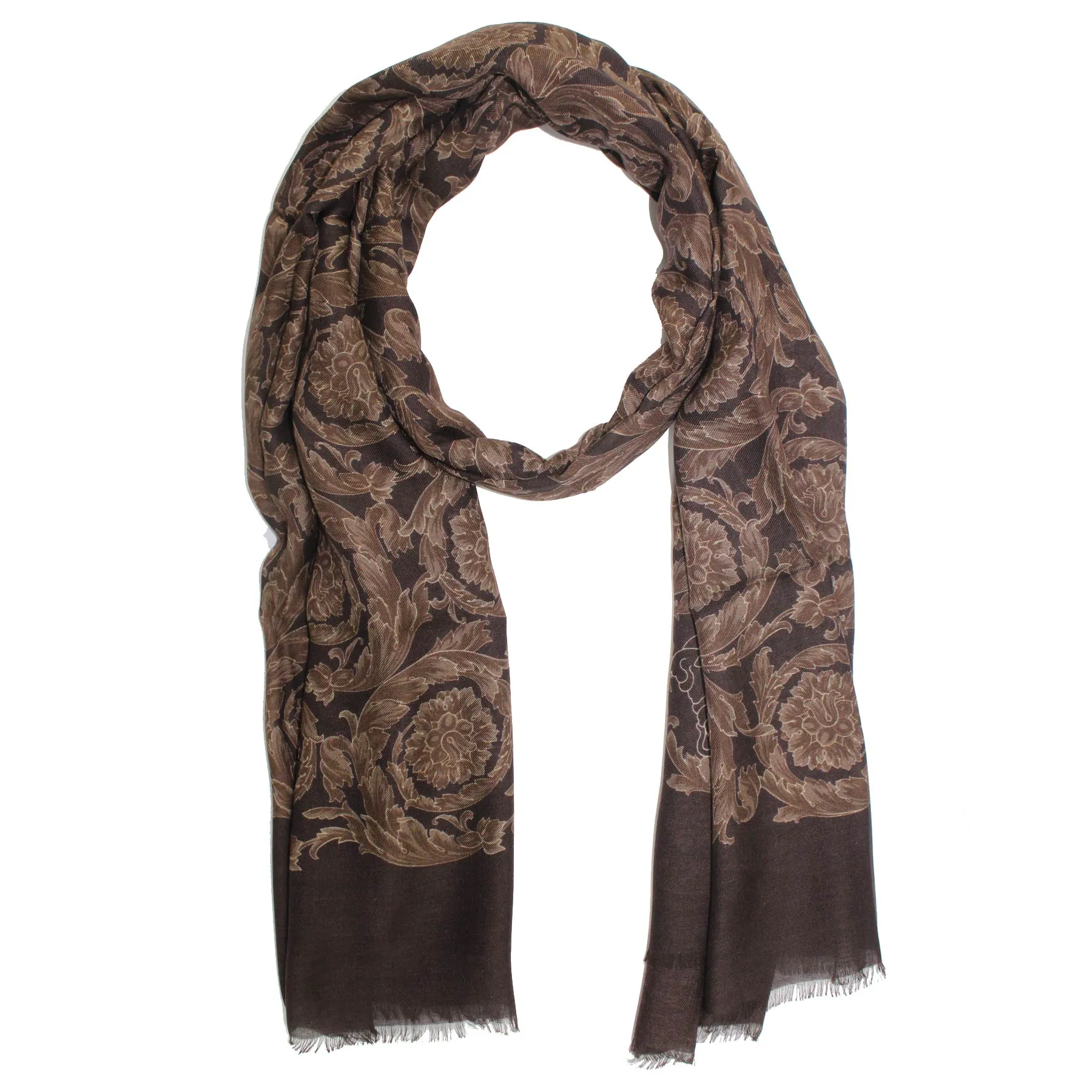 Versace Scarf Brown Baroque & Medusa  - Modal Cashmere Shawl SALE