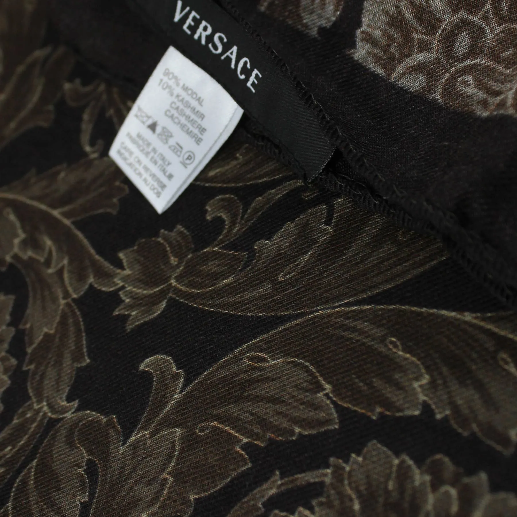 Versace Scarf Brown Baroque & Medusa  - Modal Cashmere Shawl SALE