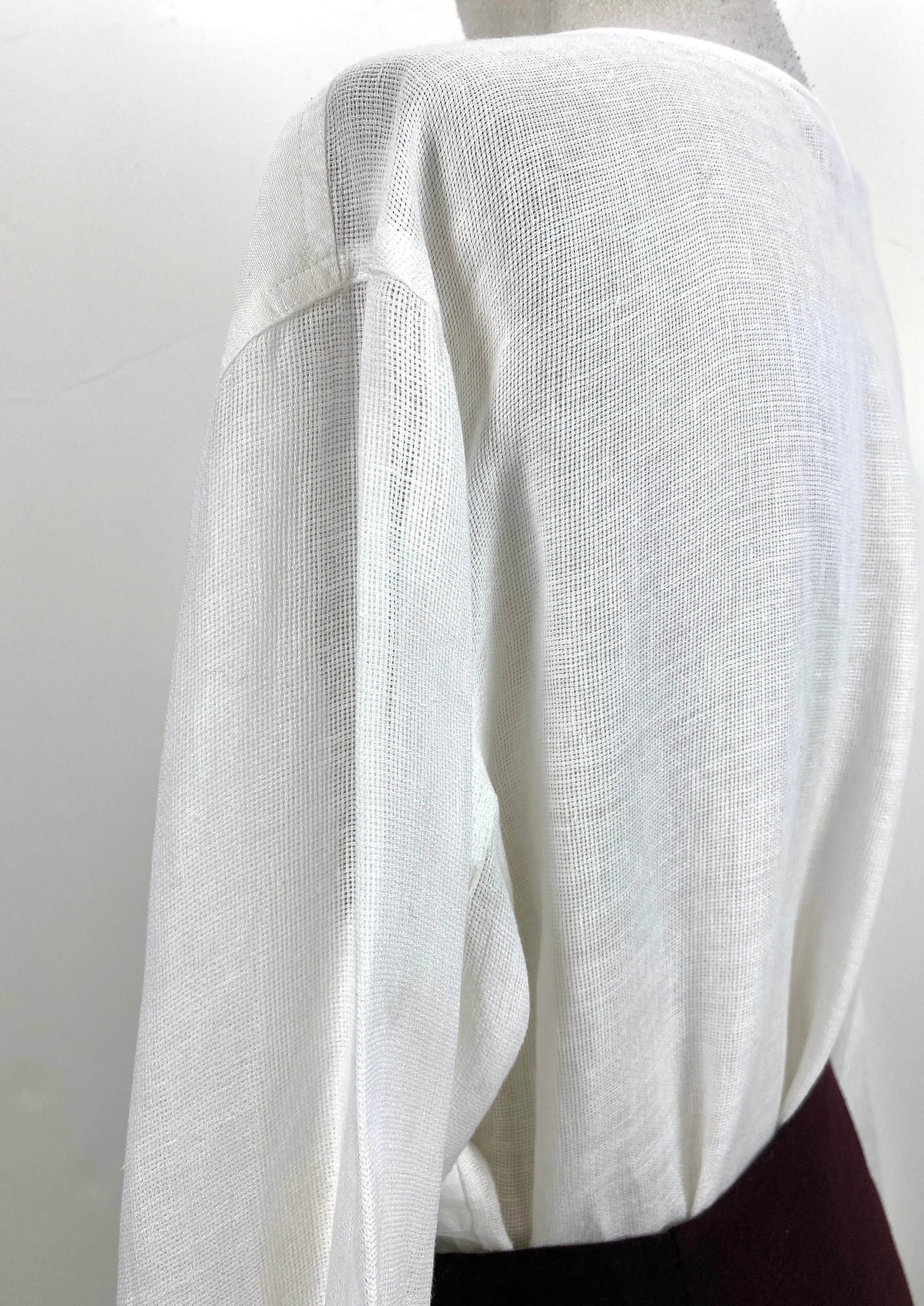 Vintage 1980s White Linen Button-Up Blouse, Alke Boker