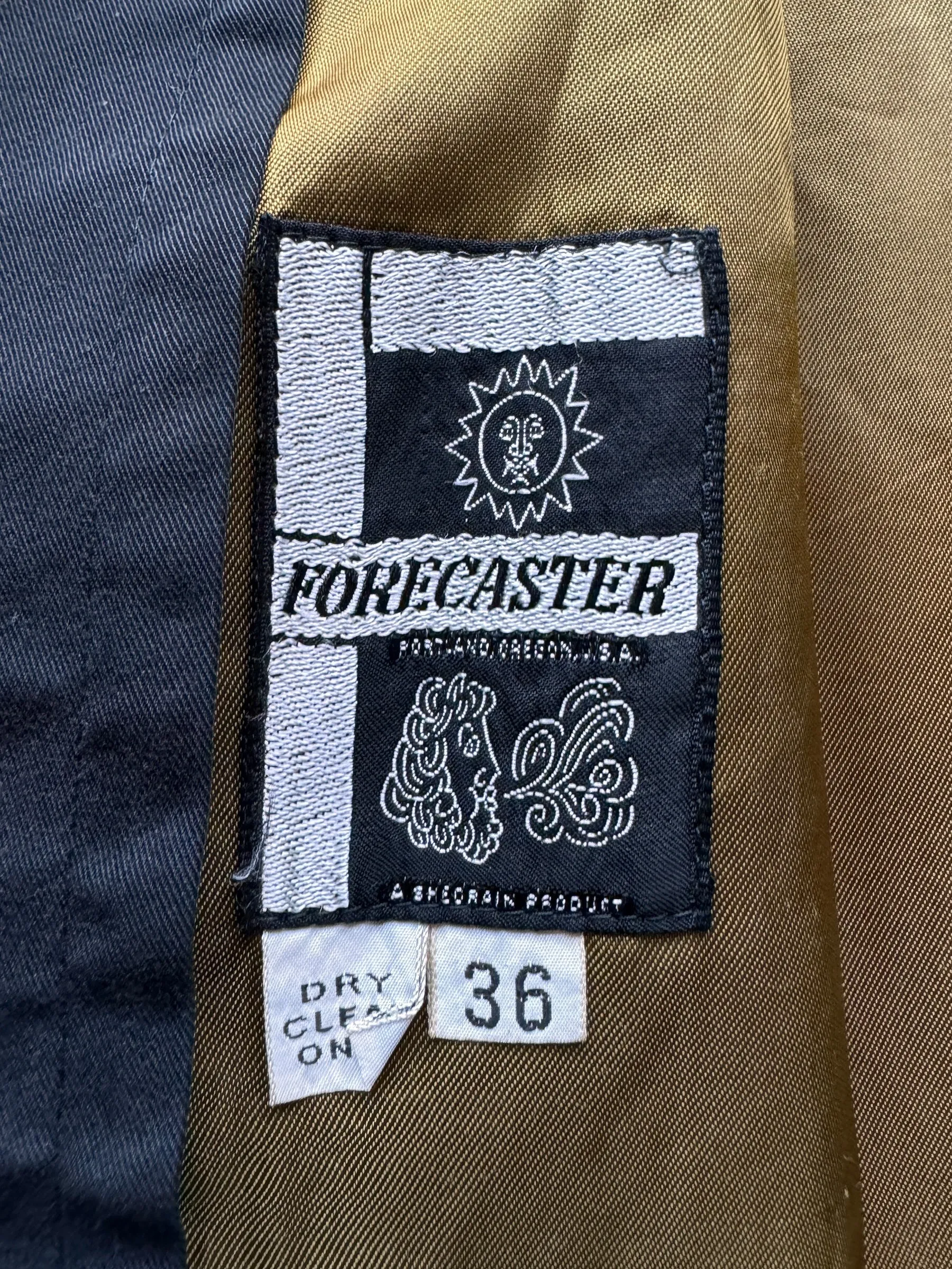 Vintage Forecaster Black Trench Coat SZ 36