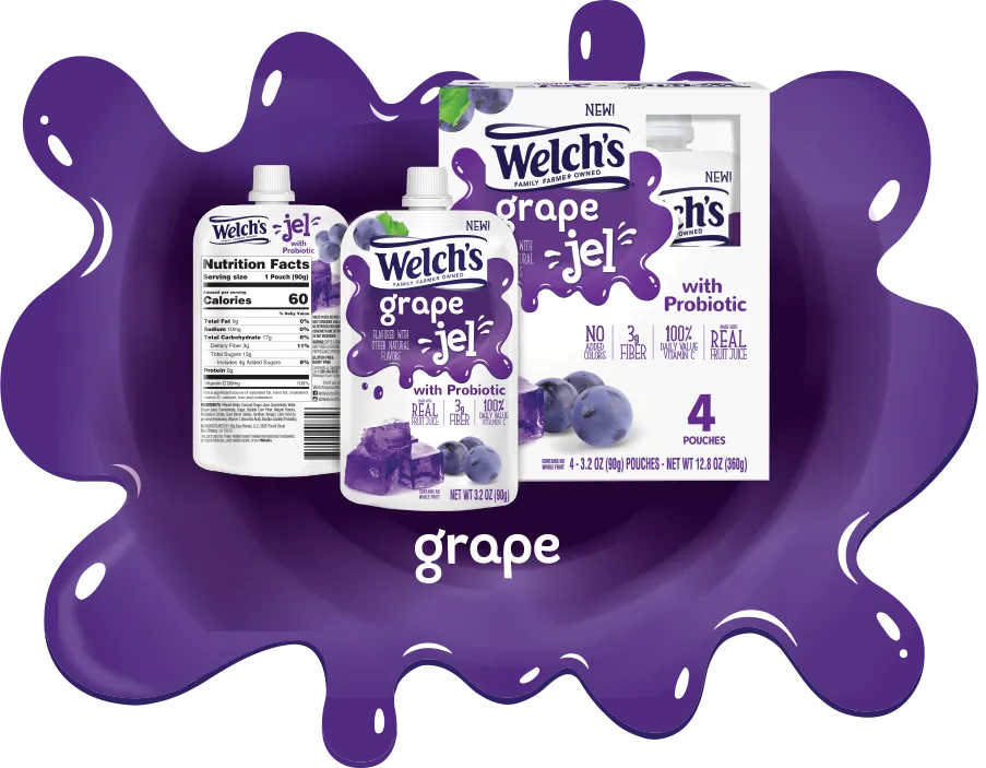 Welch's Grape Jel Pouch with Probiotic 4 Pack